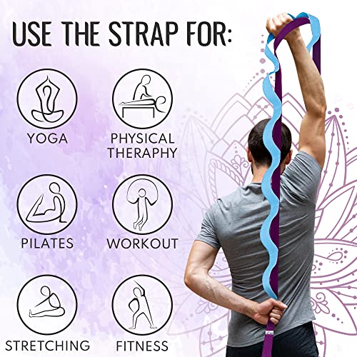 Stretching Strap with 10 Loops for Physical Therapy & Rehab | Non-Elastic Yoga Stretch Band for Hamstring, Leg, Hip & Knee Rehab, Pilates, Flexibility & Mobility Exercises for Men & Women