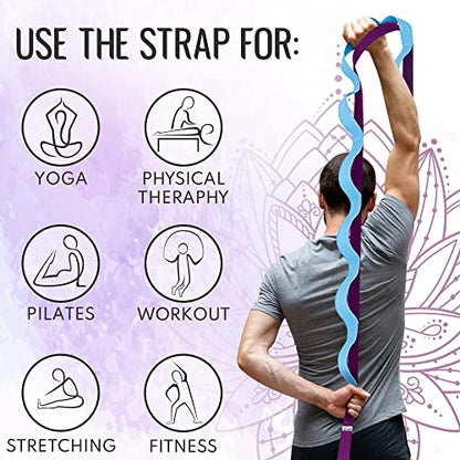 Stretching Strap with 10 Loops for Physical Therapy & Rehab | Non-Elastic Yoga Stretch Band for Hamstring, Leg, Hip & Knee Rehab, Pilates, Flexibility & Mobility Exercises for Men & Women
