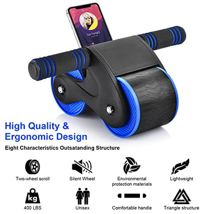Automatic Rebound Abdominal Wheel, Ab Roller Wheel with Automatic Rebound Assistance Resistance Springs Ergonomic Handle, Abdominal Wheel Roller with Knee Pads, Ab Wheel Roller for Core Workout…