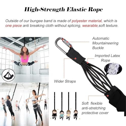 Heavy Duty Bungee Fitness Equipment Set – Bungee Resistance Band For Gym, Yoga & Air Dance，Adjustable Harness With 360° Rotational Devicee，home Suspension Training Kit - size: M---Fit for 126.8-148.8 lbs
