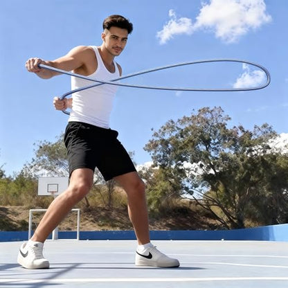 Flow Rope Exercise Jump Rope – 1.5lb Weighted Flow Jump Rope for Cardio, Boxing, HIIT & Upper Body Fitness – Adjustable Double Woven Workout Rope for Men, Beginners – Indoor & Outdoor Use
