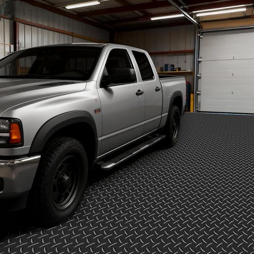 VEVOR Garage Floor Roll, 4 x 20 ft Garage Flooring Mat, 3 mm Thickened Rubber Diamond Plate Floor Protector Mat, Non-Slip, Wear-Resist, Waterproof, Easy to Clean for Warehouse, Gyms,Trailer, Black - size: 240"L x 48"W x 0.1"Th