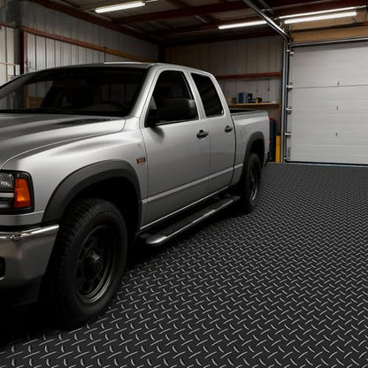 VEVOR Garage Floor Roll, 4 x 20 ft Garage Flooring Mat, 3 mm Thickened Rubber Diamond Plate Floor Protector Mat, Non-Slip, Wear-Resist, Waterproof, Easy to Clean for Warehouse, Gyms,Trailer, Black - size: 240"L x 48"W x 0.1"Th