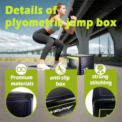 3-in-1 Exercise Box Jump Adjustable Heights Foam Box Jumps for Home Gym Step-Ups Training