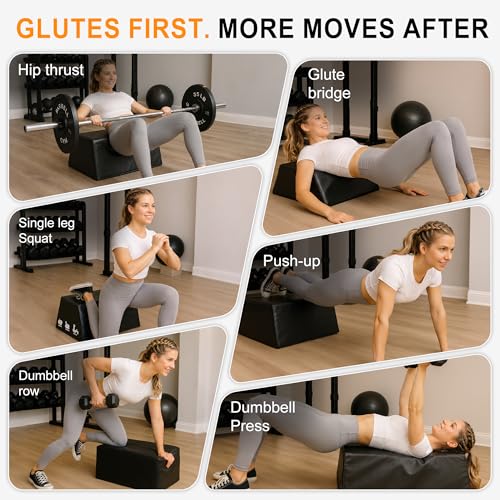 Hip Thrust Bench–Glute Bridge & Barbell Hip Thrust Equipment with Free Hip Thrust Pad, 700LB Capacity, Non-Slip Design for Glutes, Bulgarian Split Squats, Step-Ups & Core
