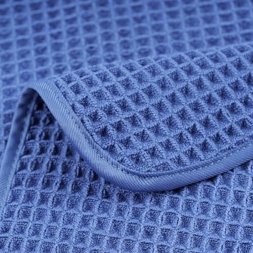 POLYTE 430 GSM Poly Blend Microfiber Quick Dry Waffle Hand Towel, 16x30 in - color: Royal Blue