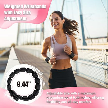 Pilates Wrist Weights for Women, Wearable Strong Magnetic Arm & Leg Weights Set of 2(1 lb Each), Adjustable Wrist Weights for Walking, Yoga, Strength Training, Swimming, Running & Jogging - color: Black