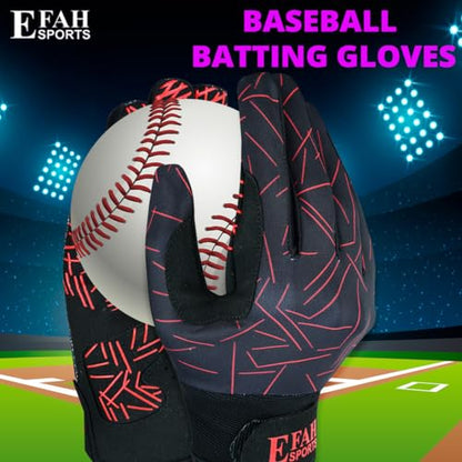 Baseball Batting Gloves for Youth Adult Kids Boys Softball - color: RED, size: Youth Small