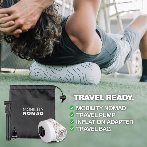 Inflatable Travel Foam Roller for Muscle Recovery and Mobility (Topo Gray, 15")