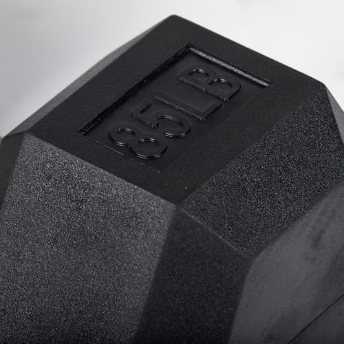 Titan Fitness Free Weights, Rubber Coated Hex Dumbbell, Straight Stainless Steel Handle, Strength Training, Full Body Workout - style: 85 pound Pair