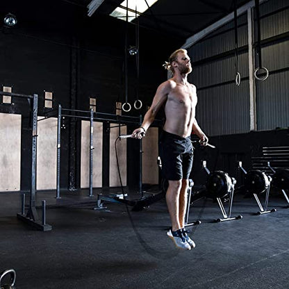𝐒𝐩𝐞𝐞𝐝 𝐉𝐮𝐦𝐩 𝐑𝐨𝐩𝐞 𝐟𝐨𝐫 𝐅𝐢𝐭𝐧𝐞𝐬𝐬 - Skipping Rope for Women Men Exercise with Adjustable Length Jumping Rope and Alloy & Silicone Handles Suitable for Workout Boxing Home Gym - color: BlackWeighted
