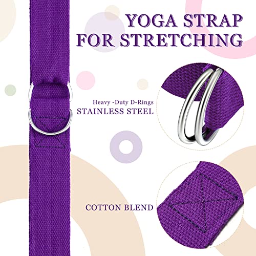 Yoga Strap Stretching Pilates Exercise Adjustable Straps 6 ft Non Elastic Yoga Belt with Adjustable D Ring Buckle for Pilates Gym Workouts Fitness - color: Bright