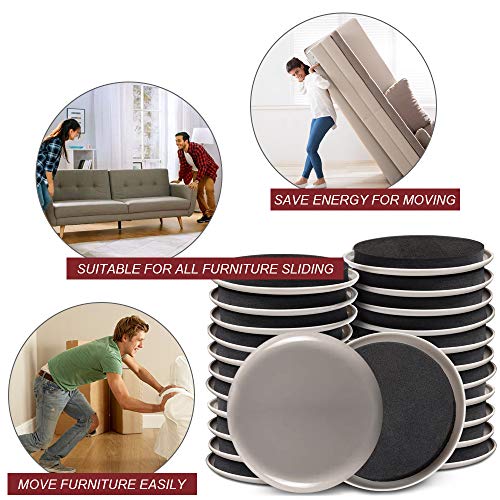 Furniture Sliders for Carpet - 20 PCS Heavy Duty Moving Pads 3 1/2" - Sliders for Furniture on Carpet, Reusable Furniture Moving Sliders for Easy Glide - size: 20pcs Beige 3.5"