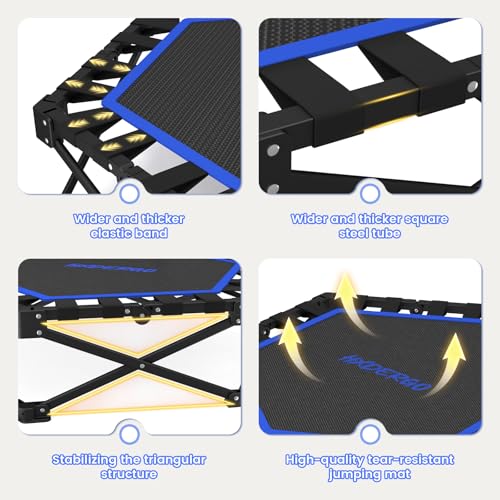 Foldable Mini Trampoline, 42'' Rebounder Trampoline with Adjustable Foam Handle, Fitness Trampoline for Indoor, Outdoor, Home Gym,Max Load 460lbs - color: Blue