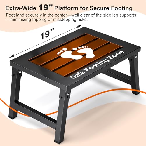 1000 lbs Heavy Duty RV Step Stool, Extra Wide 19" Platform Folding RV Step, Non-Slip Stable Metal Camper Step for RV, Motorhome, Truck, SUV, Home & Garage