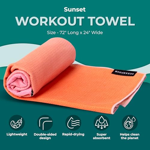 Beach Towel – Lightweight, Absorbent, Quick-Drying, Sand-Resistant, Non-Slip – Ideal for Workouts, Yoga, Pilates, Beach, Pool, Boat & Travel – 25% Recycled – 72"x24" (Sunset) - color: Sunset