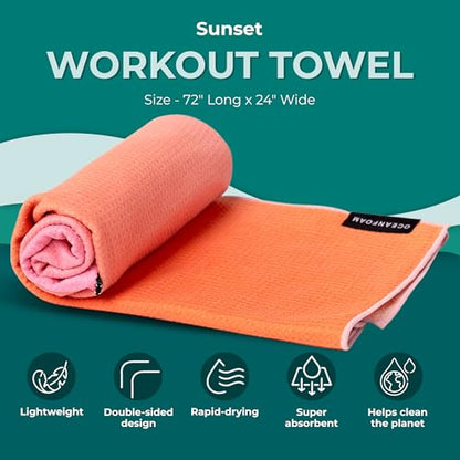 Beach Towel – Lightweight, Absorbent, Quick-Drying, Sand-Resistant, Non-Slip – Ideal for Workouts, Yoga, Pilates, Beach, Pool, Boat & Travel – 25% Recycled – 72"x24" (Sunset) - color: Sunset