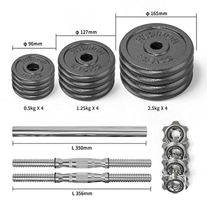 PROIRON 20kg/30kg Adjustable Dumbbells Weights set for Men Women, Cast Iron Dumbell Barbells set, Strength Training Equipment Home Gym Fitness, Hand Weights, Free Weights Bar Bell for Weight Lifting
