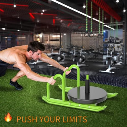 Kipika Weight Sled, Workout Sled, Fitness Strength Training Sled, Speed Training Sled for Athletic Exercise, Speed Improvement, Easily Through Obstacles, Suitable for 1" & 2" Weight Plate - color: C- Green