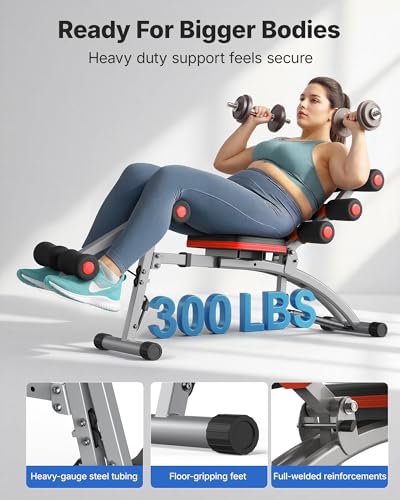 MERACH Ab Machine, Adjustable Ab Workout Bench for Home Gym, Multi-Functional Sit Up Exercise Equipment with 300 LBS Weight Capacity, Exercise Chair for Full Body Workout