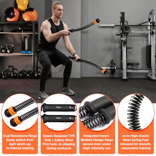 Portable Ropeless Battle Ropes, Adjustable Cordless Battle Ropes with Dual Weight Rings & Resistance Springs for Home Gym Workout, Weighted Low-Impact HIIT Exercise Equipment for Men & Women