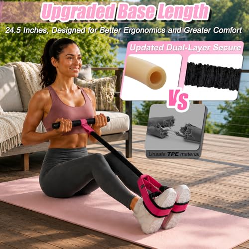 Upgraded Pedal Resistance Band with Handles, 55LBS Multifunctional Soft Foot Pedal Exercise Bands with Handles for Core, Abs, Legs, Waist, Arms. Sit Up Workout Bands for Women Home Gym.