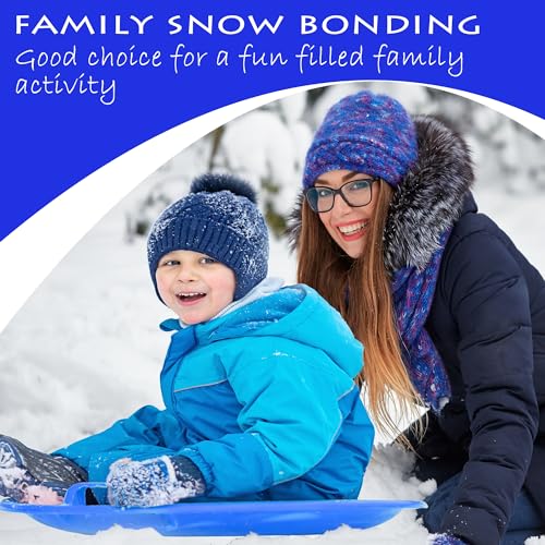 Slippery Racer Heavy-Duty Cold Resistant Downhill Pro Adults and Kids Plastic Outdoor Winter Saucer Disc Snow Sled with Handles (Blue, 3)