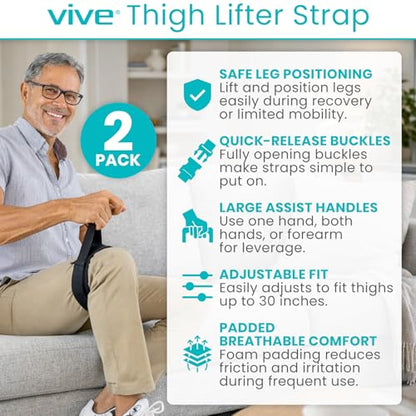 Vive Thigh Lifter Strap (2 Pack) - Pull Up Assistance Band - Medical