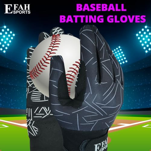 Baseball Batting Gloves for Youth Adult Kids Boys Softball - color: GREY, size: Adult Medium