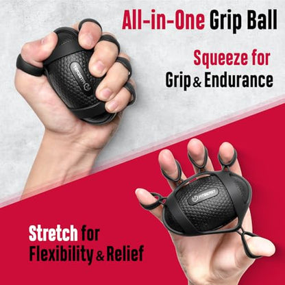 FitBeast Grip Strength Trainer, Hand Gripper Strengthener Kit - 6 Pack with Adjustable Resistance Forearm Strengthener, Forearm Exerciser and Massage Balls for Hand Therapy, Grip Training - color: Black