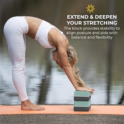4" Striped Yoga Block, 6 Pack Bulk EVA Foam Yoga Blocks, Firm and Supportive Yoga Brick, Balance Foam for Stretching, Pilates, and Workout, 4" x 6" x 9"