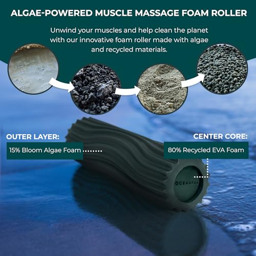 Ripple Travel Foam Roller (11" x 3.35") Firm Mini Foam Roller for Physical Therapy, Deep Tissue Massage, Back Pain - High Density, Ergonomic Wave Textured - Yoga, Pilates, Exercise (Hunter) - color: Hunter