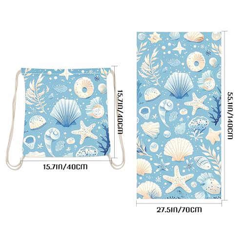 2-in-1 Blue Foldable Beach Towel Backpack – Printed Bath Towel with Built-in Storage, Summer, Camping, Yoga and Travel, Convertible Beach Mat & Carry Bag, Absorbent for Pool - color: Style 5