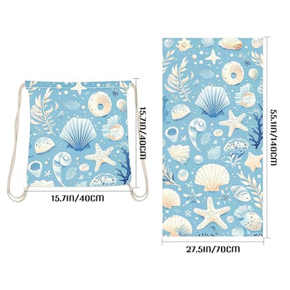 2-in-1 Blue Foldable Beach Towel Backpack – Printed Bath Towel with Built-in Storage, Summer, Camping, Yoga and Travel, Convertible Beach Mat & Carry Bag, Absorbent for Pool - color: Style 5