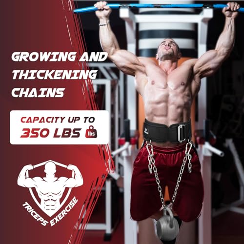 3-in-1 Weighted Pull Up Belt, Weight Lifting Dip Belt with 40.6 IN Chain & Self Locking, Weighted Gym Belt for Pull Up, Squat, Powerlifting & Deadlift, Capacity Up to 350 LBS - size: Small (22-33''/71-83CM）