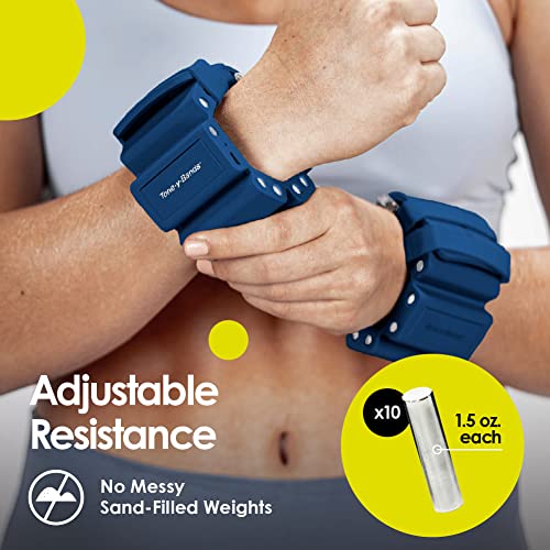 Adjustable 1 LB Wrist Weights Set of 2 Wrist Weights Removable Weighted Pegs Wearable Weights Perfect for Zumba, Dance, Pilates, Walking, Toning, Barre, Yoga, Cardio - color: Midnight Blue
