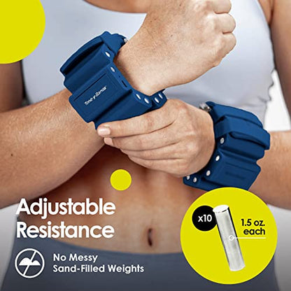 Adjustable 1 LB Wrist Weights Set of 2 Wrist Weights Removable Weighted Pegs Wearable Weights Perfect for Zumba, Dance, Pilates, Walking, Toning, Barre, Yoga, Cardio - color: Midnight Blue