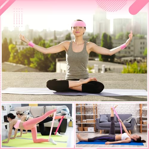 17 Pcs Home Pilates Kit with Resistance Bands 6 Tube Pedal Puller Resistance Band Set for Women Weight Loss Leg Training Workout Equipment Gym Exercise Equipment Beginners Yoga - color: Pink