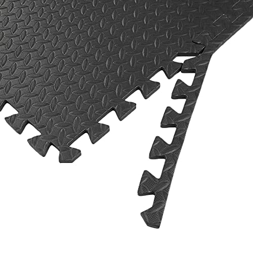 3/8" Thick 100 sq. ft. (25 pcs) Gym EVA Foam Floor Mats (24" x 24") | Steel Pattern, Black - style: Steel Pattern-Black