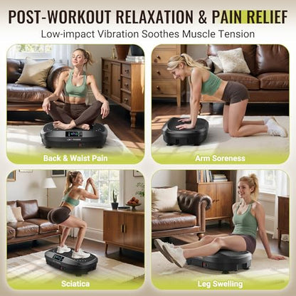 FLYBIRD Vibration Plate Exercise Machine for Lymphatic Drainage, Adjustable Levels Full Body Workout, Curved Vibration Plate with Powerful Motor for Weight Loss Fat Burner, Home Fitness Equipment