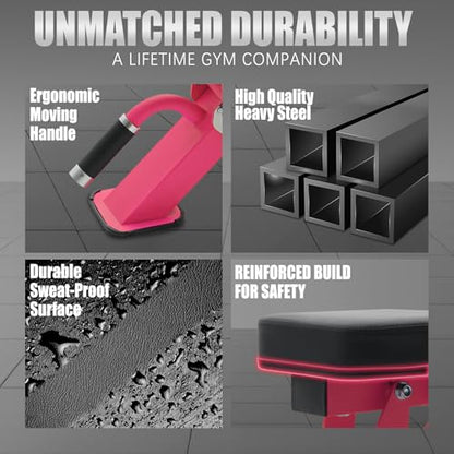 RitFit Adjustable/Foldable Utility Weight Bench for Home Gym - color: PINK