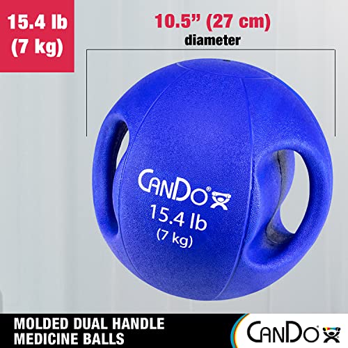 CanDo Molded Dual-Handle Medicine Ball for Strength Training, Core Workouts, Warmups, Cardio, and Plyometrics with Handles for Home and Clinic Use - style: e) 15.4 lb