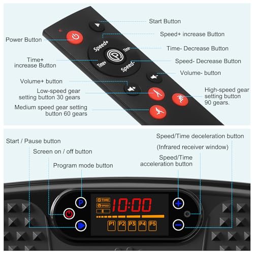 SoftGym Waver Vibration Plate Exercise Machine for Lymphatic Drainage Weight Loss,120 Speed Levels Vibrating Platform with Resistance Bands,Full-Body Workout Equipment for Muscle Activation - style: Slim- Midnight.BT