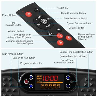 SoftGym Waver Vibration Plate Exercise Machine for Lymphatic Drainage Weight Loss,120 Speed Levels Vibrating Platform with Resistance Bands,Full-Body Workout Equipment for Muscle Activation - style: Slim- Midnight.BT