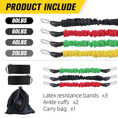 Vertical Jump Trainer Leg Strength Ankle Resistance Bands with Cuffs Workout Equipment for Fitness Basketball Volleyball Tennis Jumping Strength Training Equipment