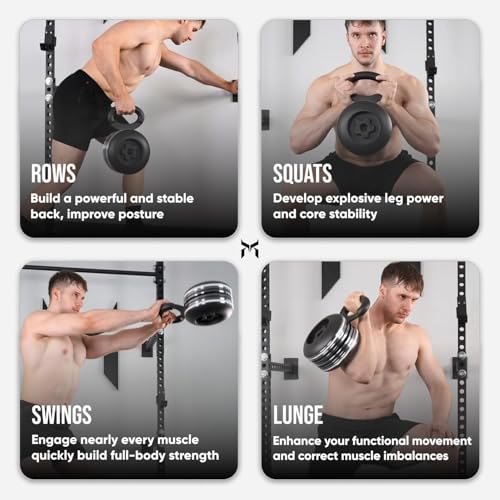 Kensui EZ-BELL PRO - Plate Loaded Adjustable Kettlebell, 100 lb Capacity | Compact plate-loaded design lets you train swings, cleans, presses, carries and full body workouts using Olympic plates