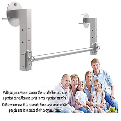 Pull-Up Bar Wall Mounted Stainless Steel Chin Up Bar, with Multi-Function Lifting Ring and Easy to Install, Portable Home Fitness Equipment, Load 200Kg
