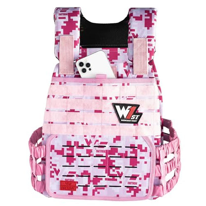 Weighted Vest – Adjustable 14–60 lb Capacity for Men and Women, Weight Vest for Training, Strength & Functional Fitness, Durable Workout Vest, Plates Sold Separately - color: Pink