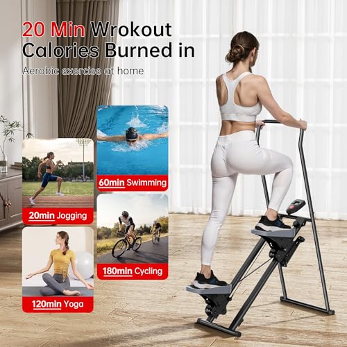 seanleecore Stair Stepper Machine for Home with Device Holder & Silicone Floor Mat, Extra-Long Non-Slip Pedals Vertical Climber Exercise Machine