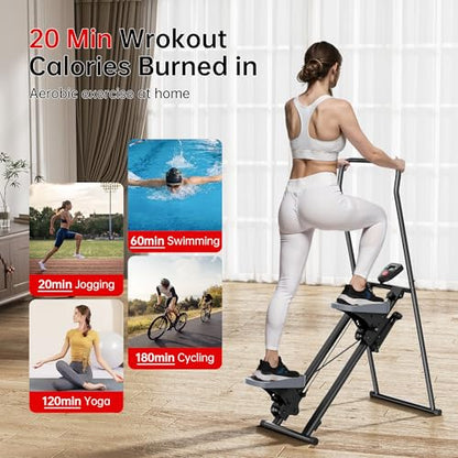 seanleecore Stair Stepper Machine for Home with Device Holder & Silicone Floor Mat, Extra-Long Non-Slip Pedals Vertical Climber Exercise Machine
